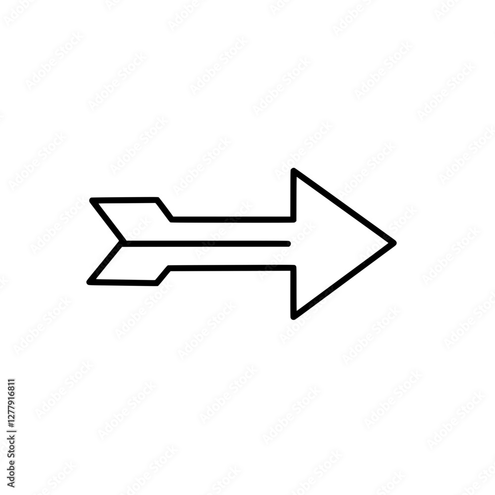 Poster arrow icon: a minimalist arrow icon pointing to the right. the image can be a perfect symbol for con