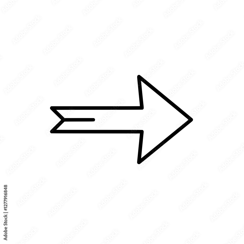 Poster direction and navigation: the bold outline of an arrow points to the right, illustrating guidance, c