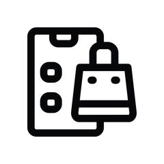 shopping app line icon. Clean and minimalist vector icon for websites, mobile apps, presentations, and logos. Fully scalable and customizable for any project.