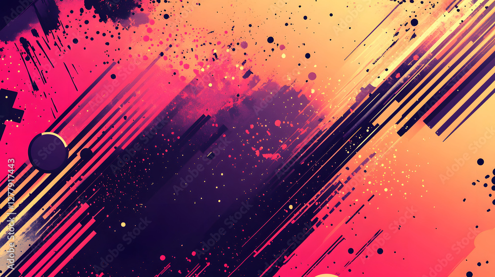 Poster vibrant abstract cosmic scene with dynamic colors and textures