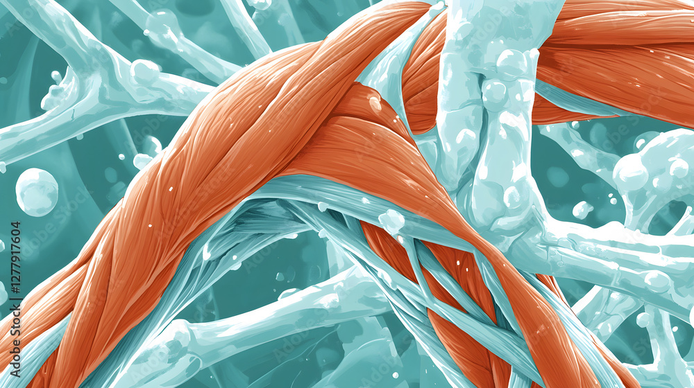 Poster abstract representation of muscle fibers and connective tissues