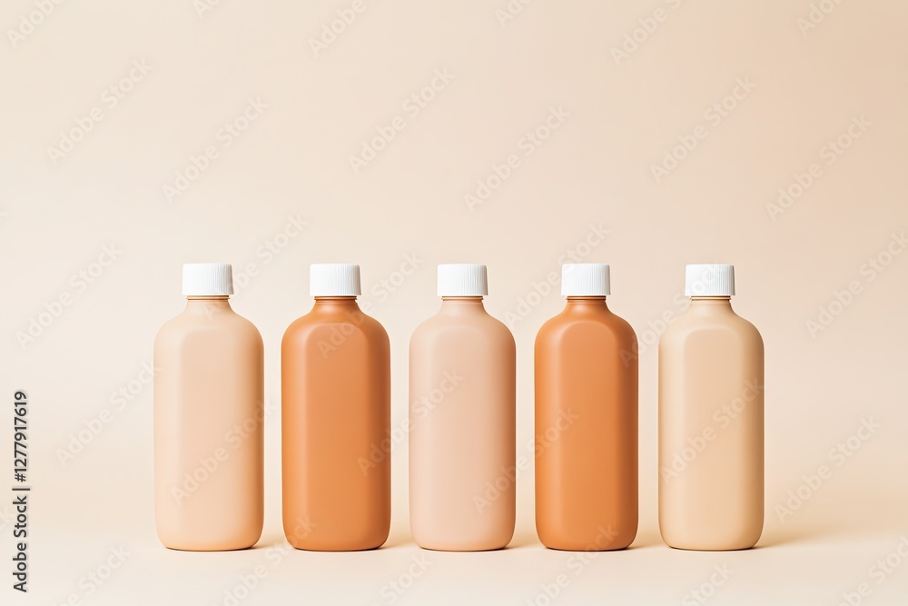 Poster bottles in soft tones arranged harmoniously showcase color varie