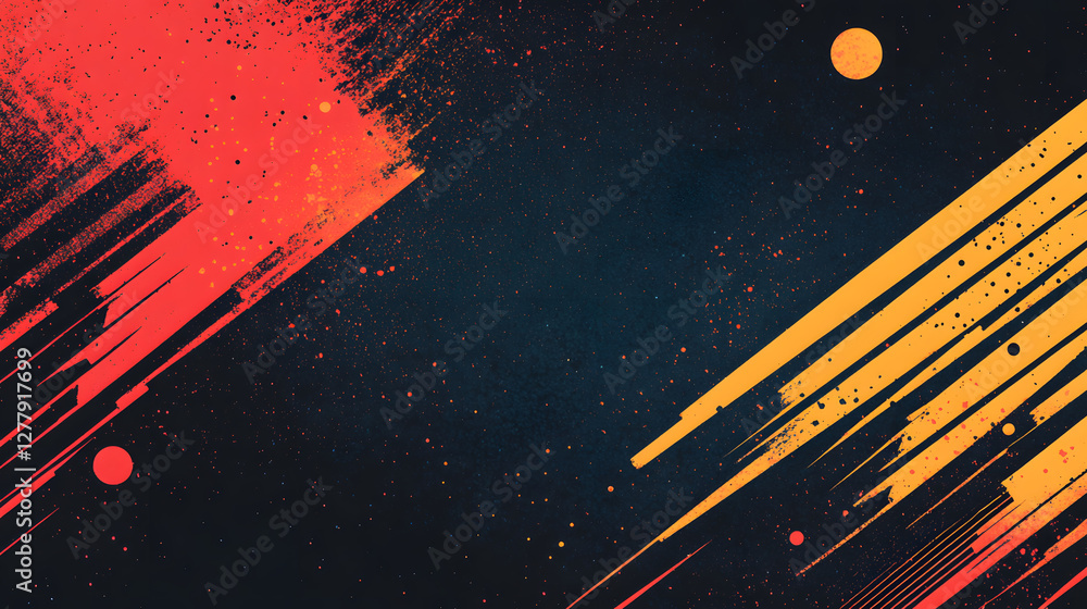 Aufkleber Abstract design with vibrant colors and dynamic brush strokes on a dark background