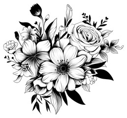 PNG Flowers pattern drawing sketch.