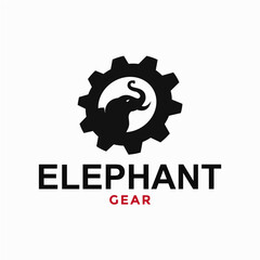 elephant and gear simple logo