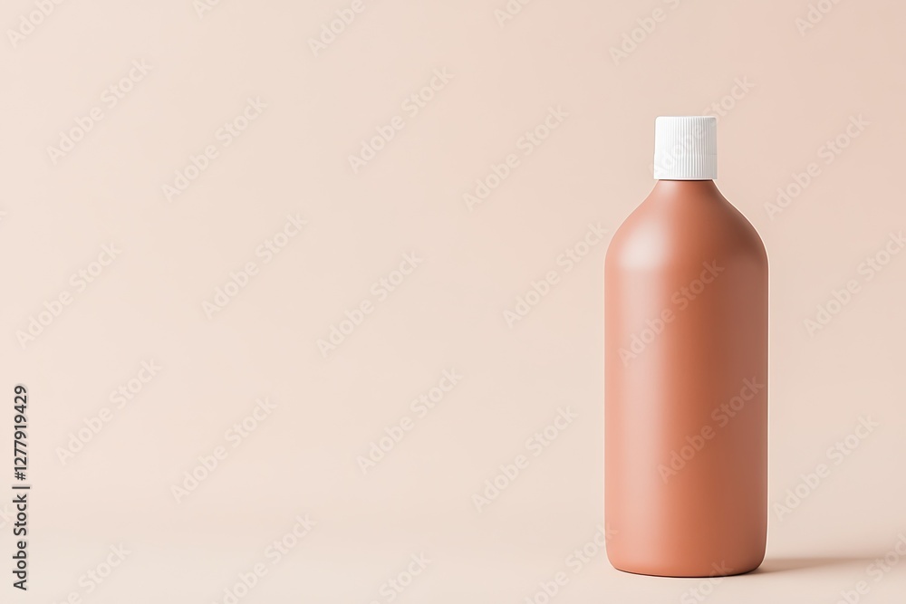 Poster minimalistic bottle design with soft color palette evokes calm a