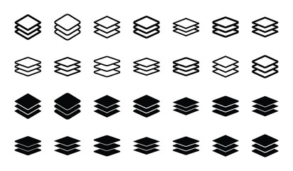 Set of layers icon symbol vector on white background.

