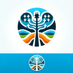 Obraz premium AI Generate of modern, stylized, iconic, simple, elegant logo featuring electricity or light, surrounded by radiant energy and sparkles. The design symbolizes electricity, innovation, power, energy.