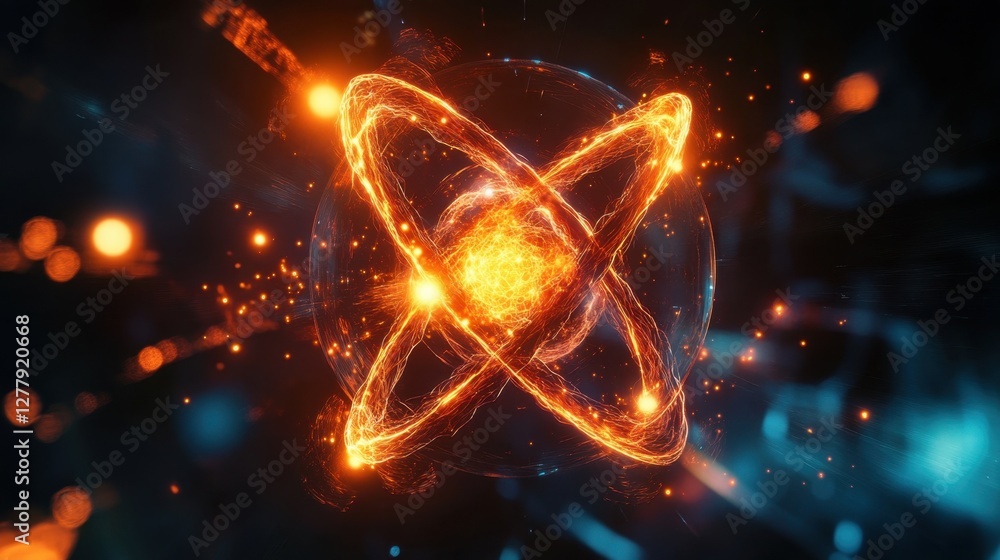 Aufkleber dynamic visualization of an atom chain with glowing connections, symbolizing cutting-edge biotechnol