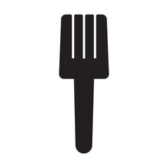 Fork icon vector. Restaurant utensil symbol. Dinner dish or plate with spoon and fork sign outline for apps and websites. Flat vector illustration silhouette