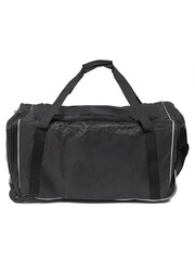 Naklejka premium A black duffel bag featuring a sturdy handle on a white background Hockey Equipment Bag