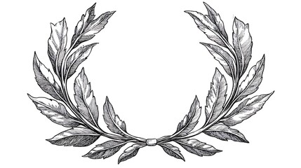 Elegant Black and White Laurel Wreath Illustration