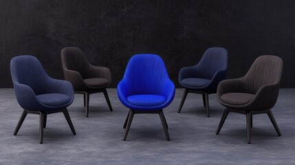 Showcasing modern furniture design stylish chairs arrangement indoor space product photography minimalist atmosphere side view aesthetic appeal