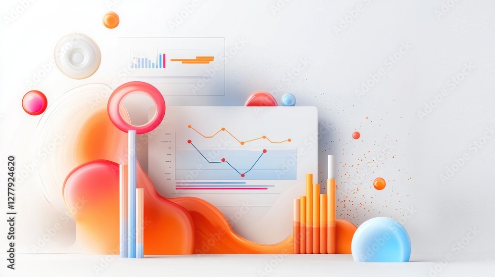 Poster vibrant geometric abstract shapes and patterns for data visualization and business analytics