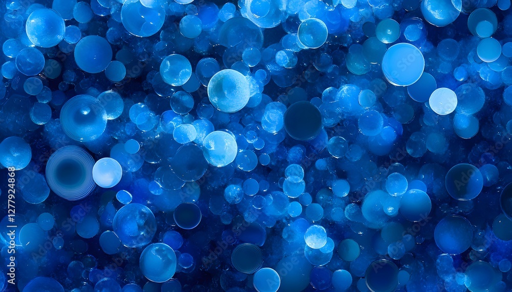 Aufkleber abstract background with many blue circular shapes and varying sizes