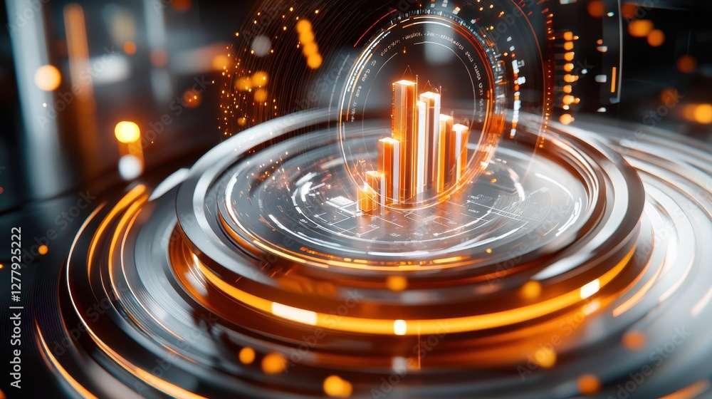 Aufkleber futuristic data visualization with glowing holographic charts and graphs