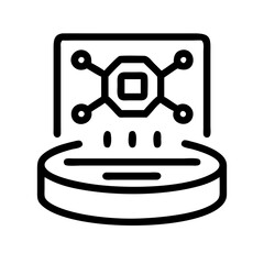Cloud with chip in the center network data pictogram