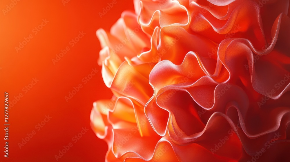 Poster orange abstract ruffle design background with dynamic wave pattern