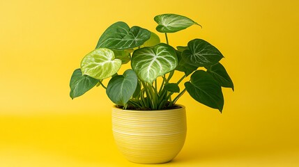 Vibrant Philodendron Gloriosum in Yellow Pot