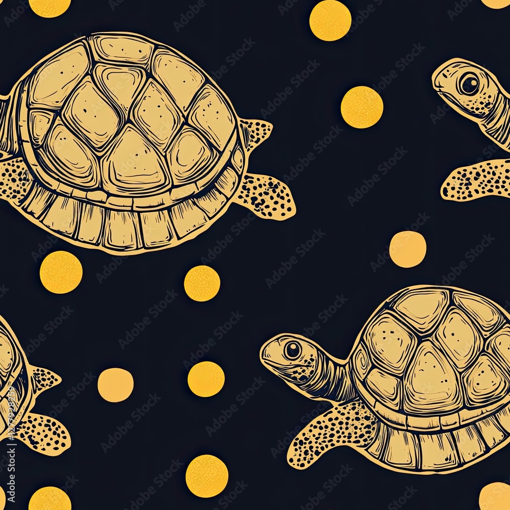 Poster close up of turtle shell pattern with polka dot texture overlay ideal for fashion textile and backgr