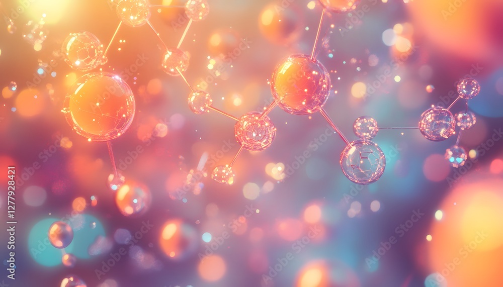 Poster molecule structure depicted with glowing spheres and connecting lines