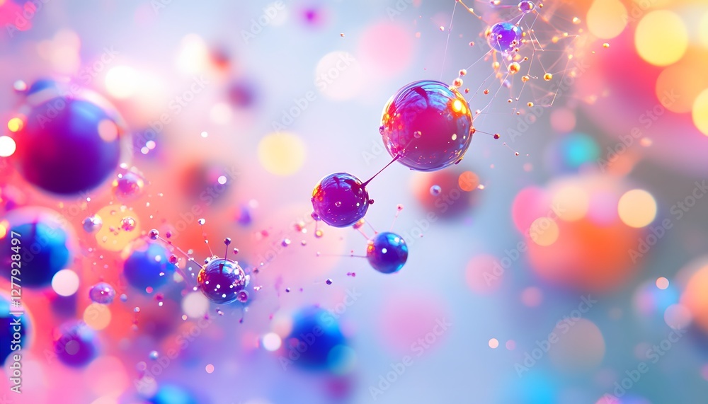 Aufkleber floating interconnected spheres create an abstract molecular or scientific structure