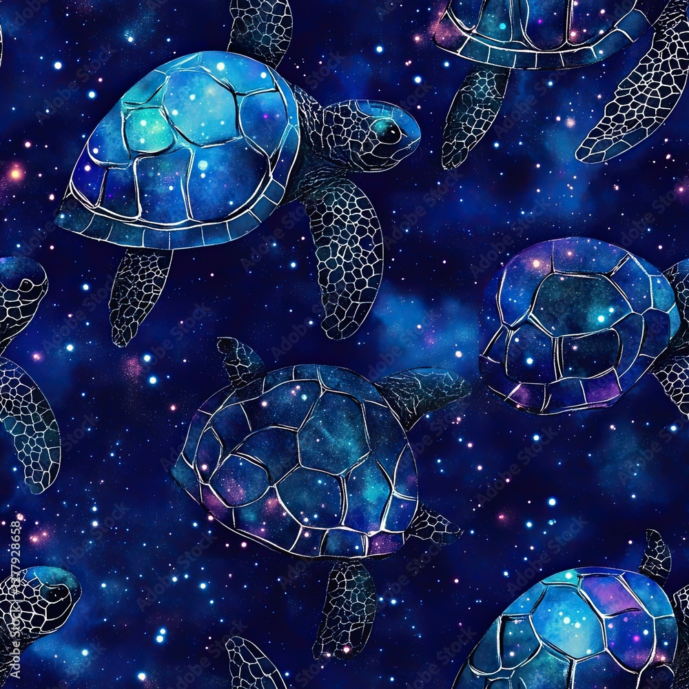 Poster Cosmic Turtle Shell Galaxy Pattern for Textile Design Fashion Prints and Phone Cases