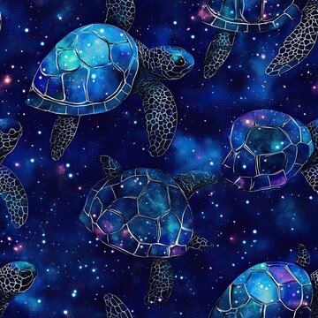 Cosmic Turtle Shell Galaxy Pattern for Textile Design Fashion Prints and Phone Cases