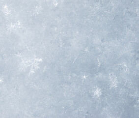 A snowy background with a few snowflakes scattered around