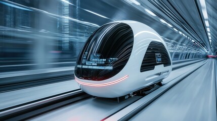 Obraz premium Futuristic High-Speed Train in Motion