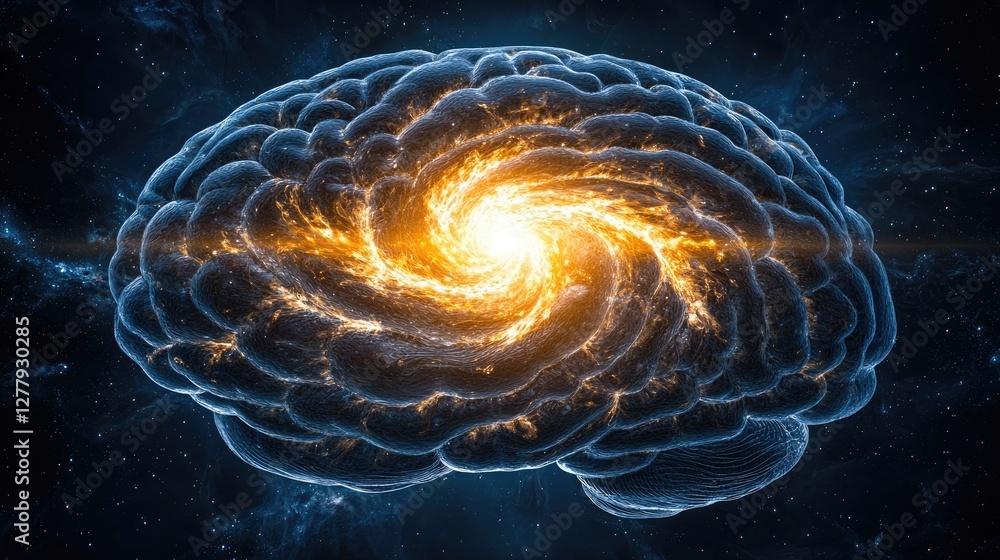 Aufkleber exploring cosmic intelligence a brain-inspired galaxy visualization digital art outer space surreal 