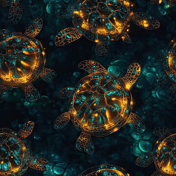 Stunning Turtle Shell Pattern with Glowing Luminescent Effects   Nature Macro Photography