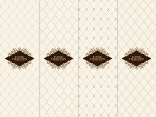 クラシックなシームレスパターンの菱形背景イラストセット
