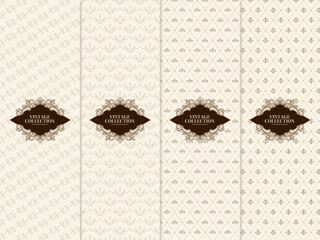 ヴィンテージなシームレスパターンの背景イラストセット