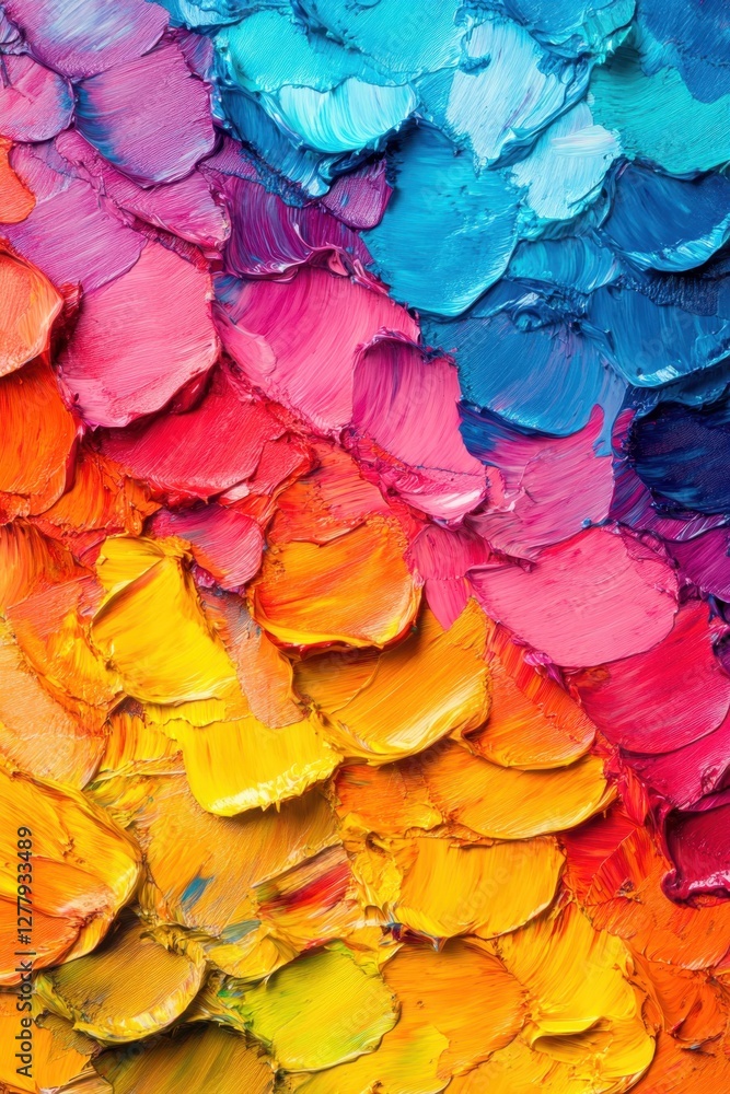 Poster vibrant palette knife strokes create abstract colorful texture background with rich impasto detail a