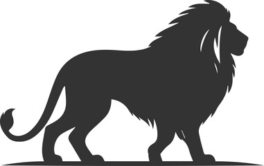 A lion walking away slowly and looking lonely