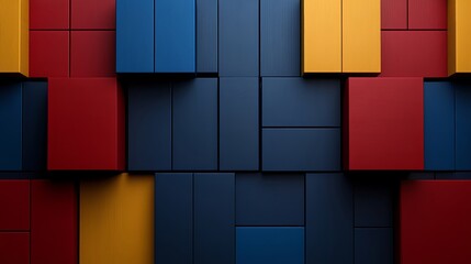 Abstract Geometric Background with Red Blue and Gold Blocks Modern Design Texture
