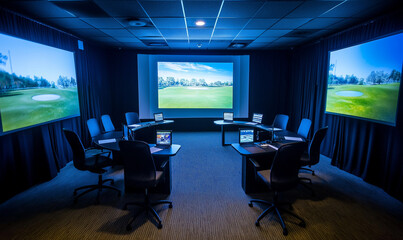 Fototapeta premium Elite Presentation Center: A State-of-the-Art Room Featuring Cutting-Edge Technology