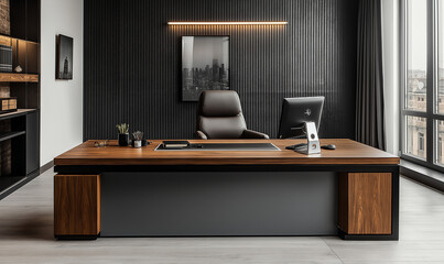 Modern Steel and Wood Desk with Sleek Design for a Stylish and Functional Workspace