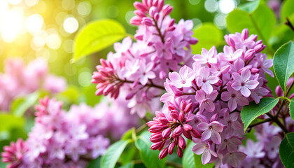 Fototapeta premium Screensaver. Lilac clusters blooming in the garden, vibrant spring beauty