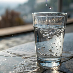 A clear glass filled with fresh water, showcasing its purity and simplicity.