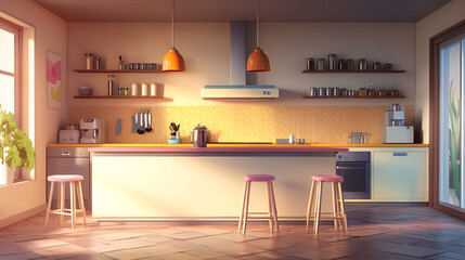 cozy interior kitchen background ai generative