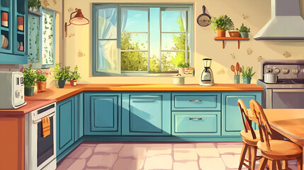 cozy interior kitchen background ai generative