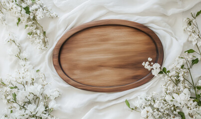 Oval Oak Table Wrapped in White Cotton Tablecloth for a Classic and Elegant Dining Setup