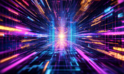 Obraz premium Vibrant Abstract Background with Neon Purple, Blue, and Teal for an Artistic Display