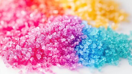 Vibrant rainbow-colored sugar crystals in close-up detail