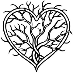 Connected in Nature Heart and Branch Line Art