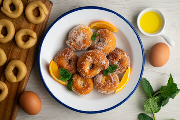 Anise Roscos or Rosquillas, traditional sweet dessert recipe for Easter Week in Spain