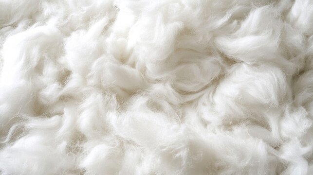 Soft Fluffy White Cotton Fiber Texture Background