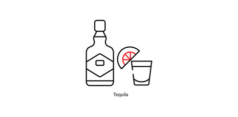 Tequila Vector Icon - Mexican Agave-Based Liquor Bottle Illustration